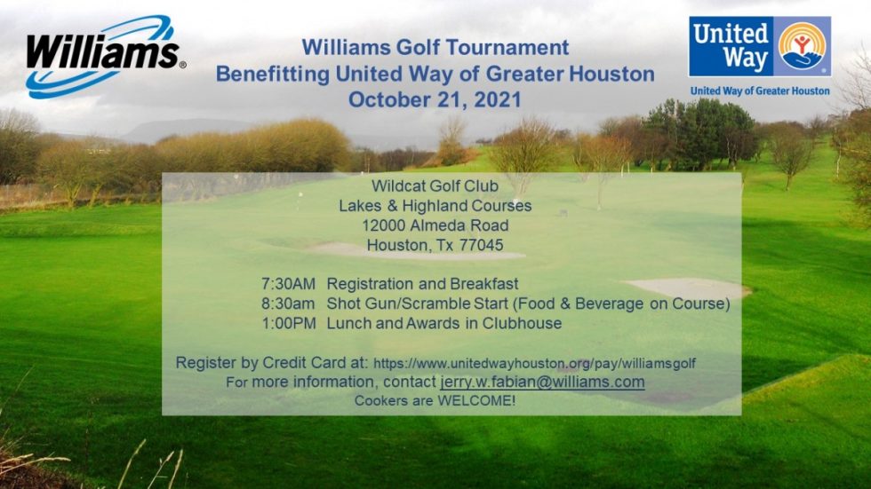 Williams United Way Golf Tournament HTX 2021 Downstream Calendar