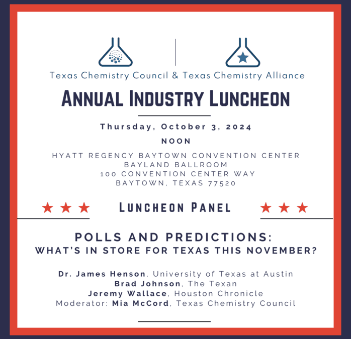 Register Now for the 2024 TCC/TCA Annual Industry Luncheon October 3, 2024 – Baytown