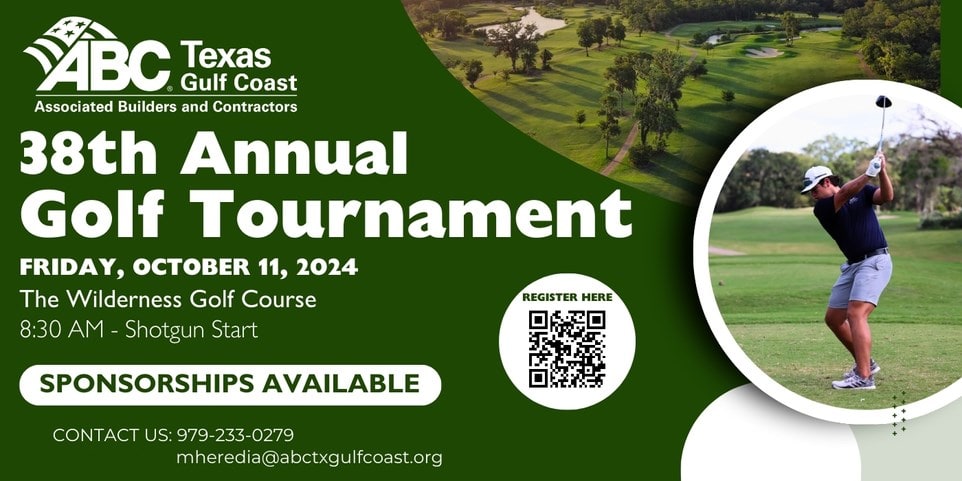 Register now for the ABC Texas Gulf Coast 38th Annual Golf Tournament October 11, 2024 – Lake Jackson