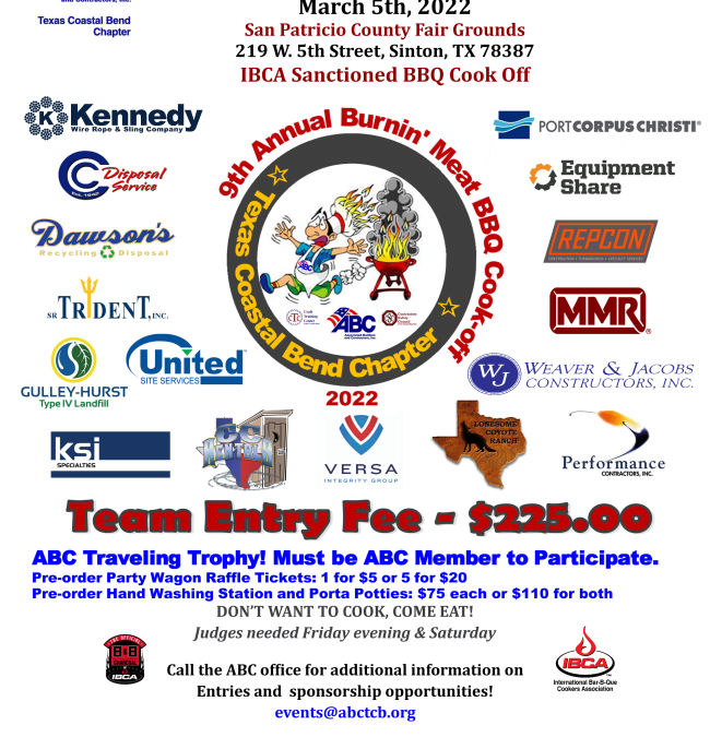 ABC Texas Coastal Bend 9th Annual Burning Meat BBQ Cook Off Mar 4th and 5th – Sinton
