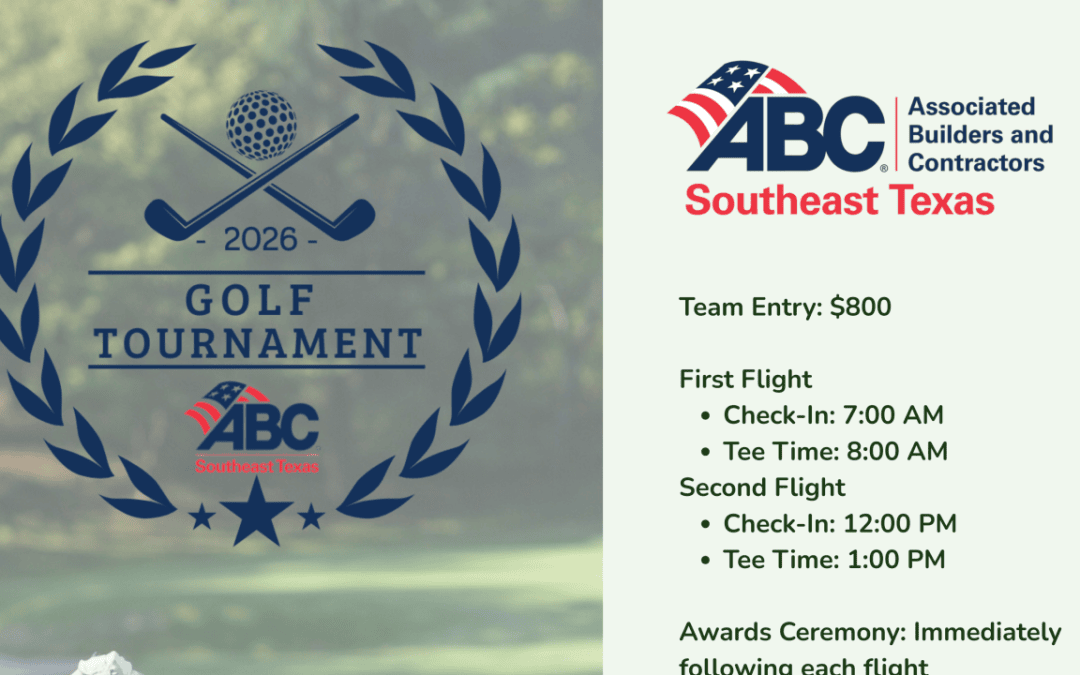Register Now for the ABC Southeast TX Annual Member Golf Tournament – March 30, 2026 – Beaumont, TX