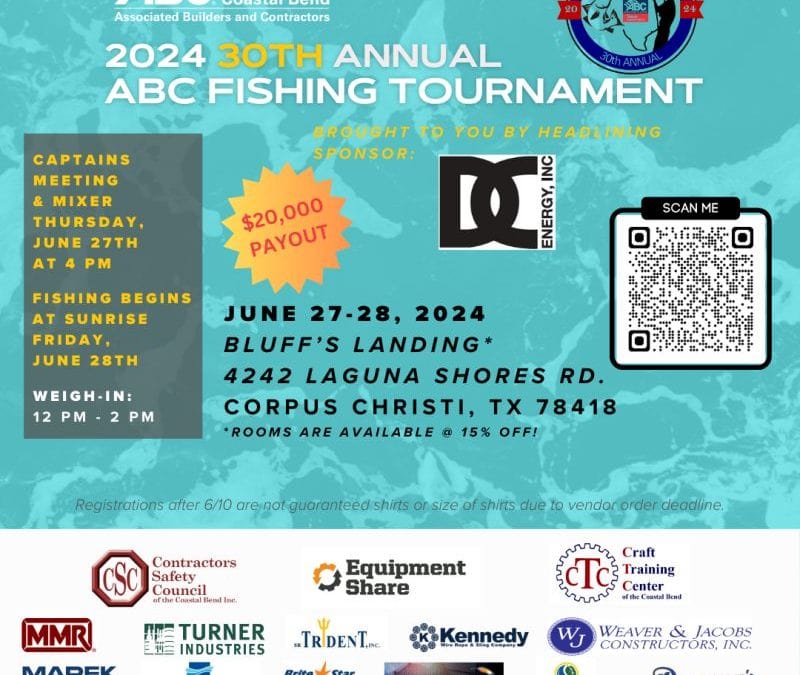 2024 ABC Texas Coastal Bend Fishing Tournament June 28, 2024 – Corpus Christi