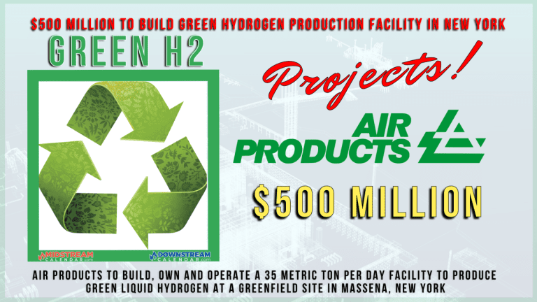 Air Products to Invest About $500 Million to Build Green Hydrogen Production Facility in New York
