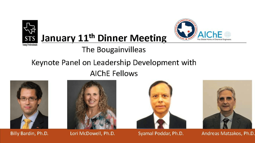Register Now for the STS AIChE January 11th 2024 Monthly Dinner Meeting