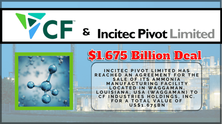 3/20 NEWS – $1.65 Billion Deal – CF Industries will purchase the Incitec Pivot Limited Waggaman Ammonia Plant and Related Assets