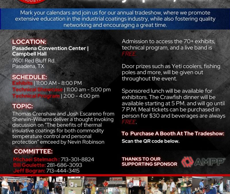 Register Now for the Coating Society of Houston 2026 Annual Trade Show – April 9, 2026 – Pasadena, TX