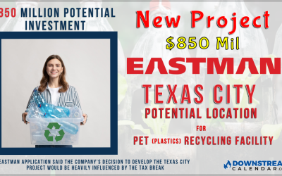 $850 Million (potential investment) Eastman Chemicals PET Recycling Plant – Texas City is among many options for site. 4Q24 Construction Kickoff