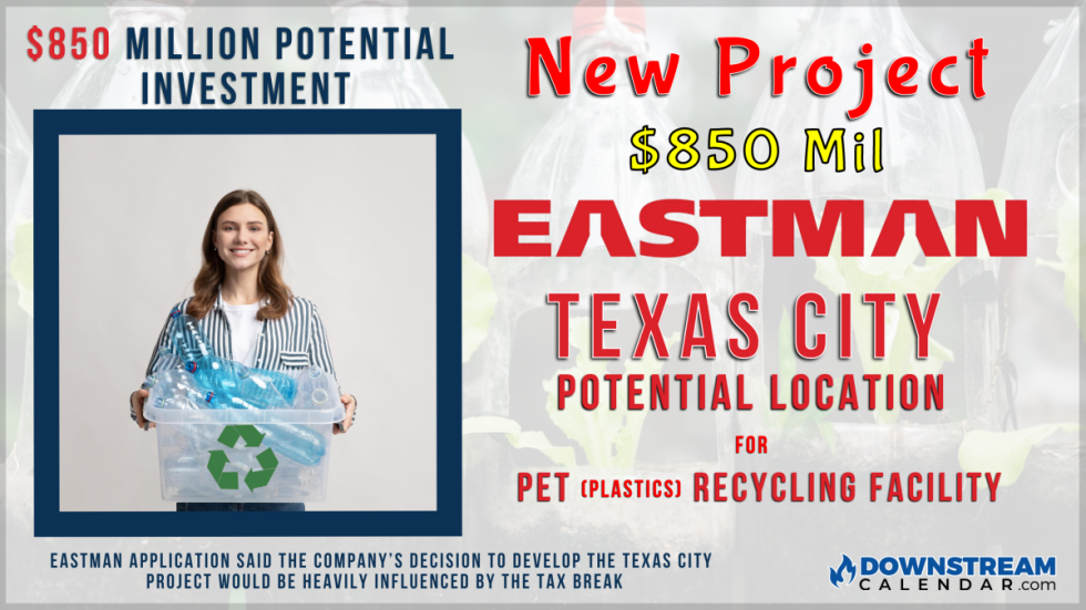 850 Million (potential investment) Eastman Chemicals PET Recycling