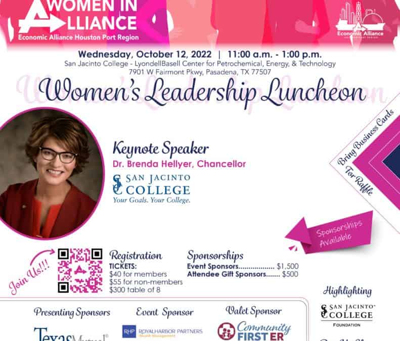 Women in Alliance Luncheon Oct 12 – The Economic Alliance Port Region – Pasadena, TX