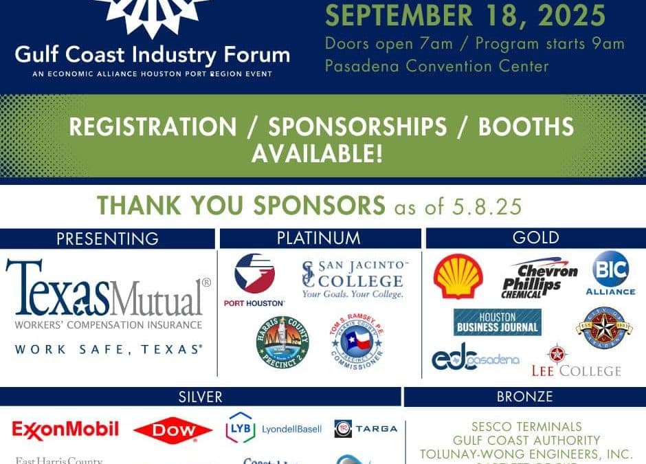Register Now for the Gulf Coast Industry Forum September 18, 2025 – Pasadena