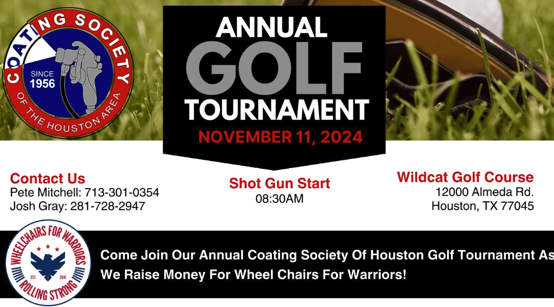 Register Now for the Houston Coating Society Golf Tournament November 11, 2024 – Almeda Rd. Houston, TX