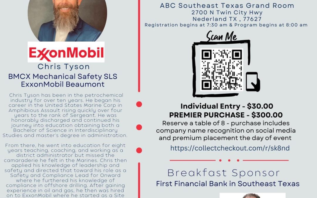 Register for the ABC Southeast Texas October membership breakfast Oct 23, 2024 – Nederland,Tx