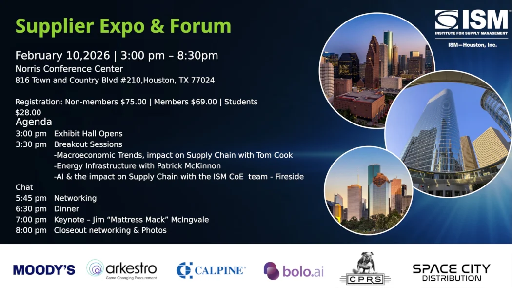 Register Now for the ISM Houston 2026 Supplier Expo & Forum Feb 10, 2026