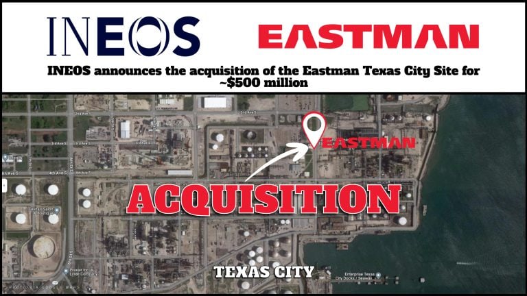 9/28: INEOS announces the acquisition of the Eastman Texas City Site for ~$500 million