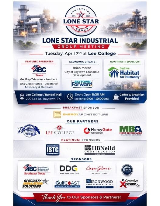 Register Now for the Lone Star Industrial Group April Meeting – April 7, 2026 – Baytown, TX