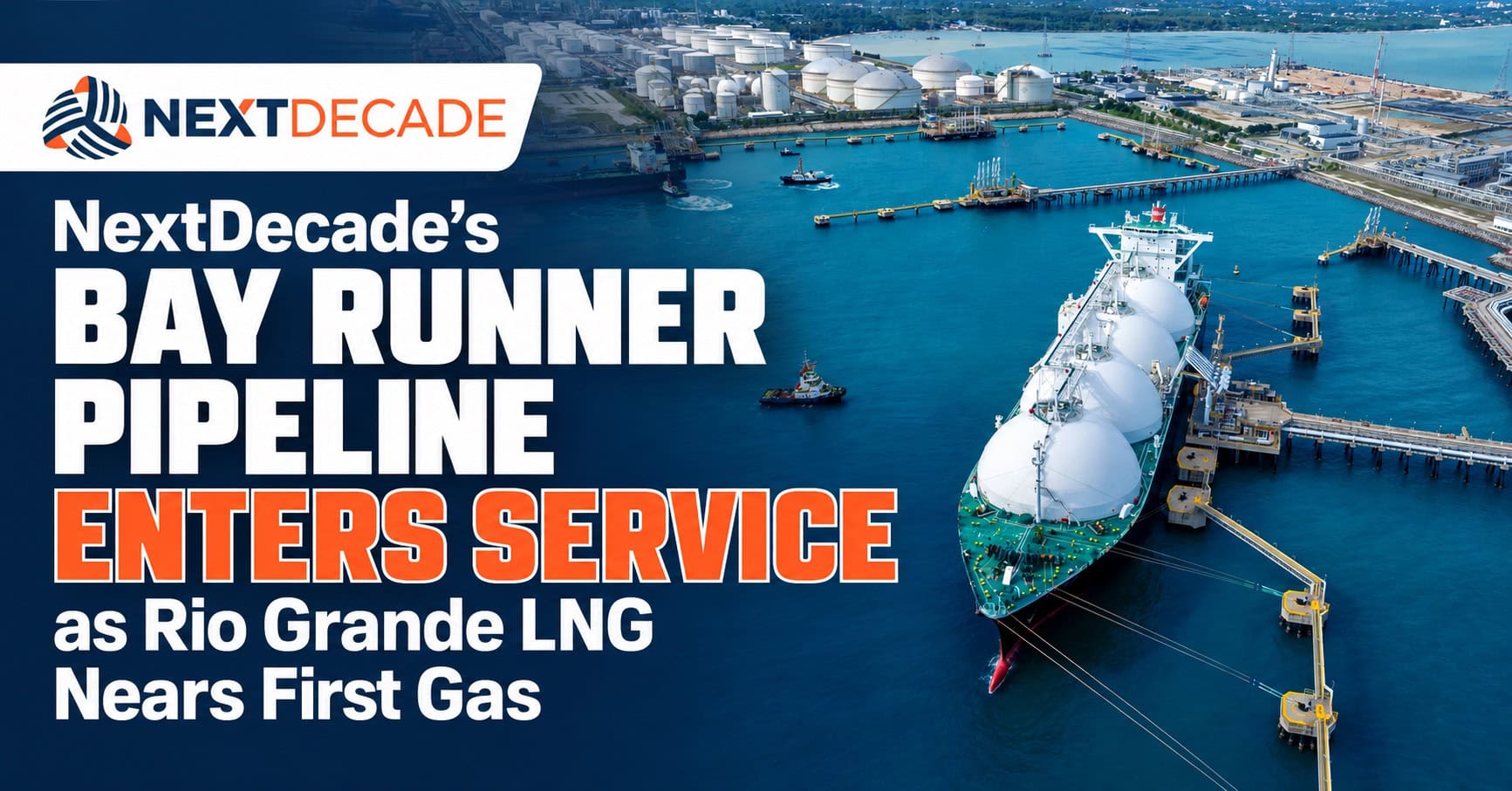 NextDecade’s Bay Runner Pipeline Enters Service as Rio Grande LNG Nears First Gas Allstream Insiders