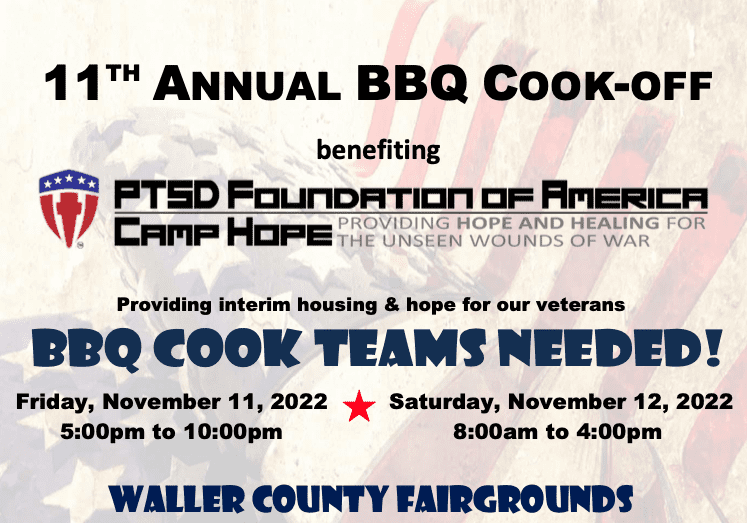11th Annual BBQ Cookoff November 11 benefiting Camp Hope – Waller (Houston)
