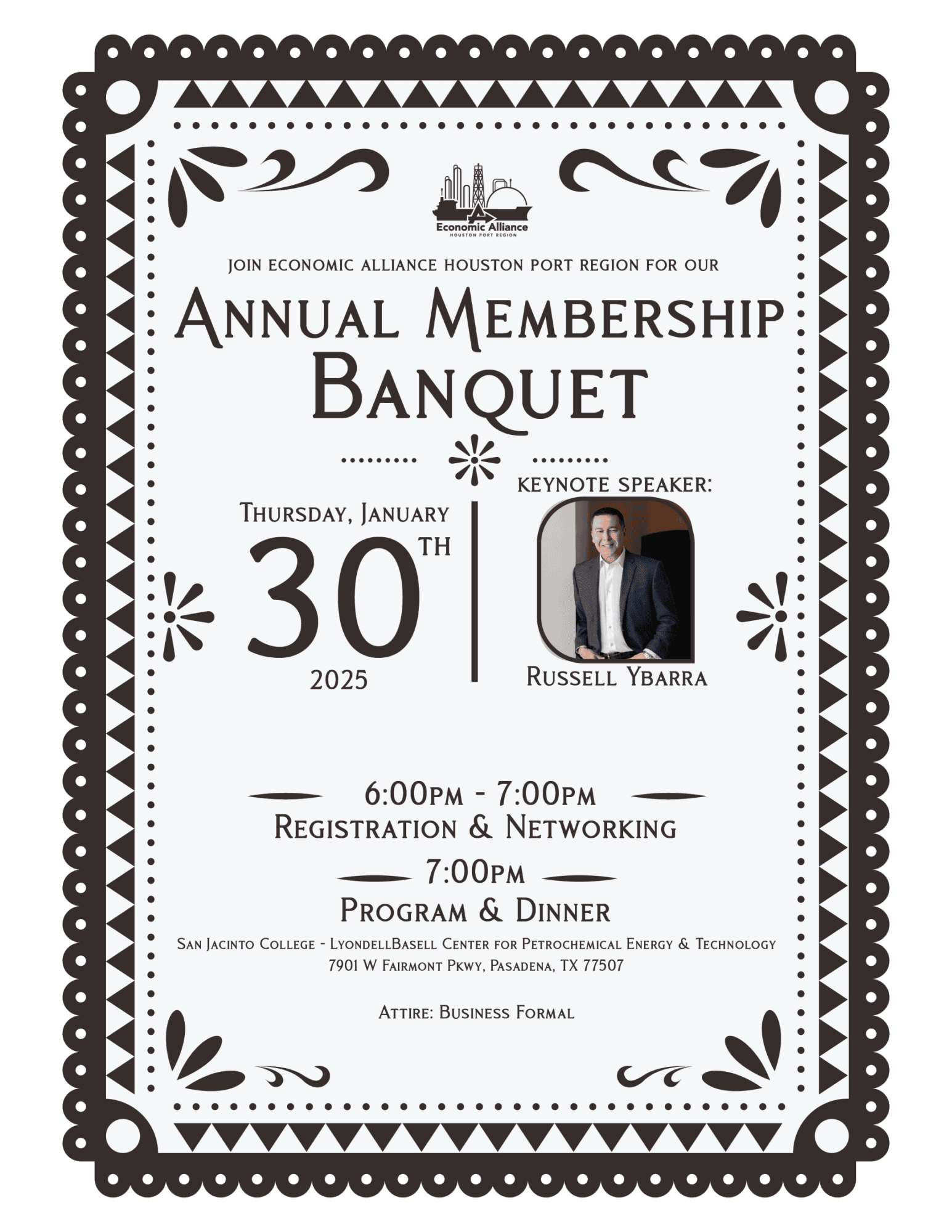 Register Now for the 2025 Economic Alliance Annual Membership Banquet - January 30, 2025 - Pasadena, Tx