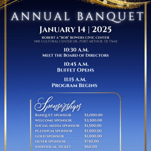 Register Now for the Port Arthur Chamber of Commerce Annual Banquet (January 14, 2025 - Port Arthur, TX