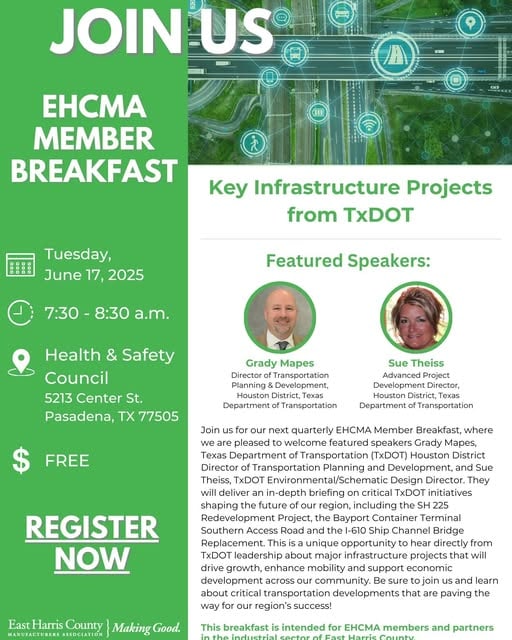 Register now for the ECHMA Member Breakfast – June 17, 2025 – Pasadena, TX