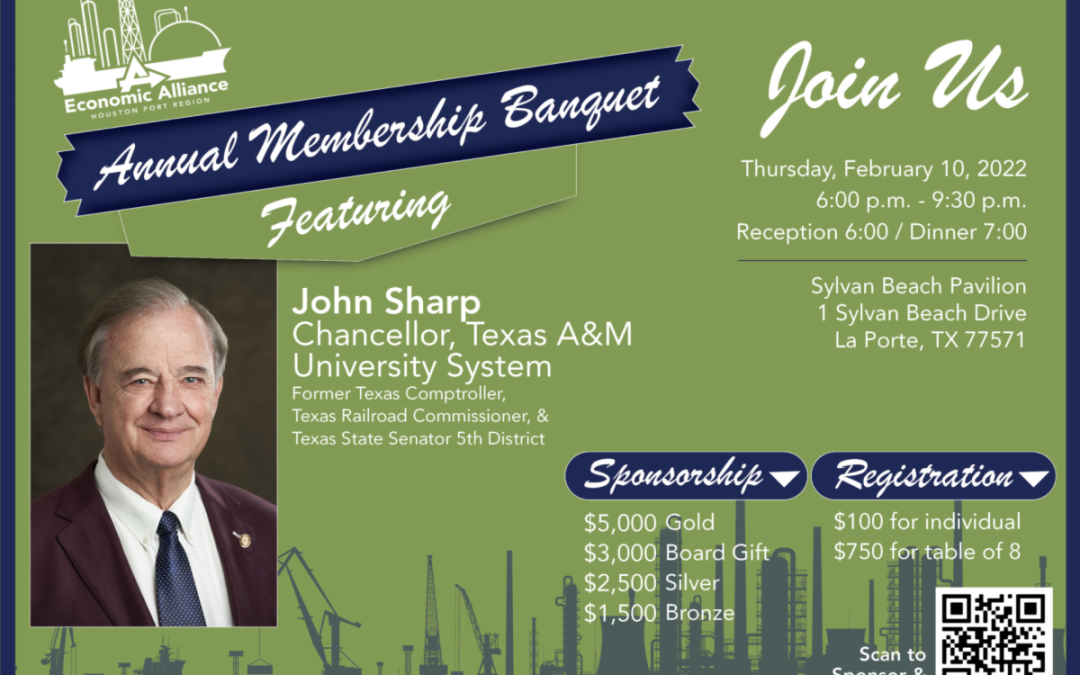 Register now for Economic Alliance Houston Port Region  Annual Membership Banquet Feb 10th