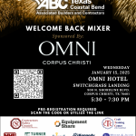 Resgister Now for the ABC Texas Coastal Bend 2025 Welcome Back Mixer Sponsored by Omni - January 15 - Corpus Christi, TX