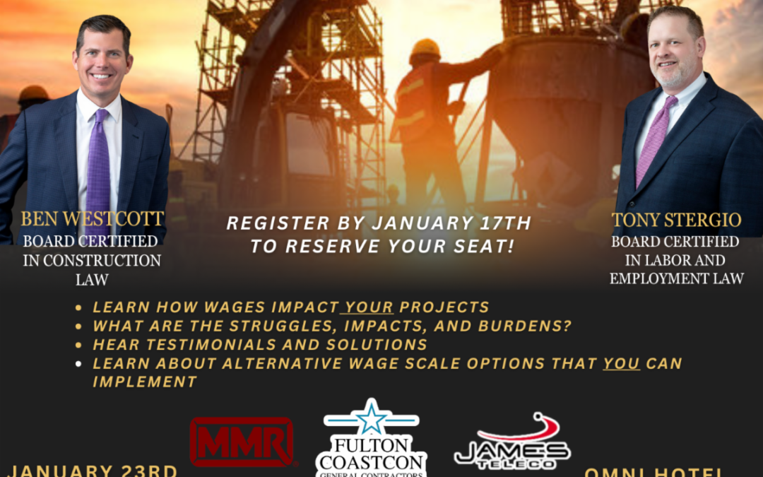 Register Now for the ABC Texas Coastal Bend The Impact of Varying Construction Wages on your Government Project 2025  January 23, 2025 Christi, TX