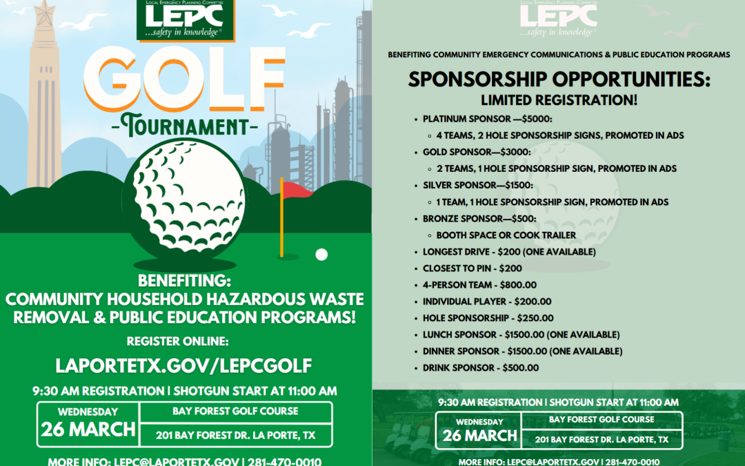 Register Now for the Emergency Management Annual LEPC Golf Tournament | March 26 | La Porte, Tx